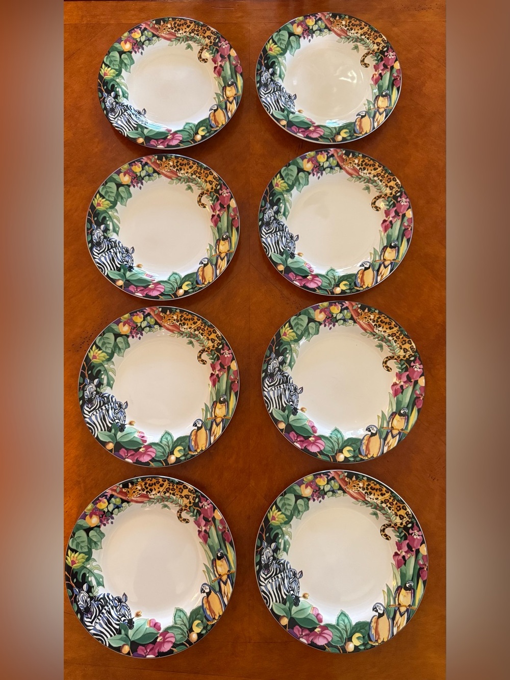 Vitromaster Rain Forest Salad Plates 7.75" Sue Zipkin Vintage 1993 – Set of 8
